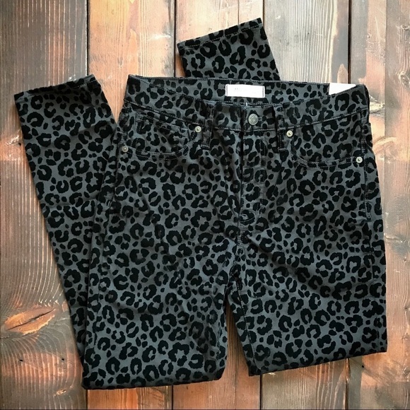Madewell NWT 9” Skinny Jeans Flocked Leopard Sz 27 - Picture 3 of 8